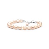 Bratara perle naturale roz piersica si argint DiAmanti FCP48-B-G